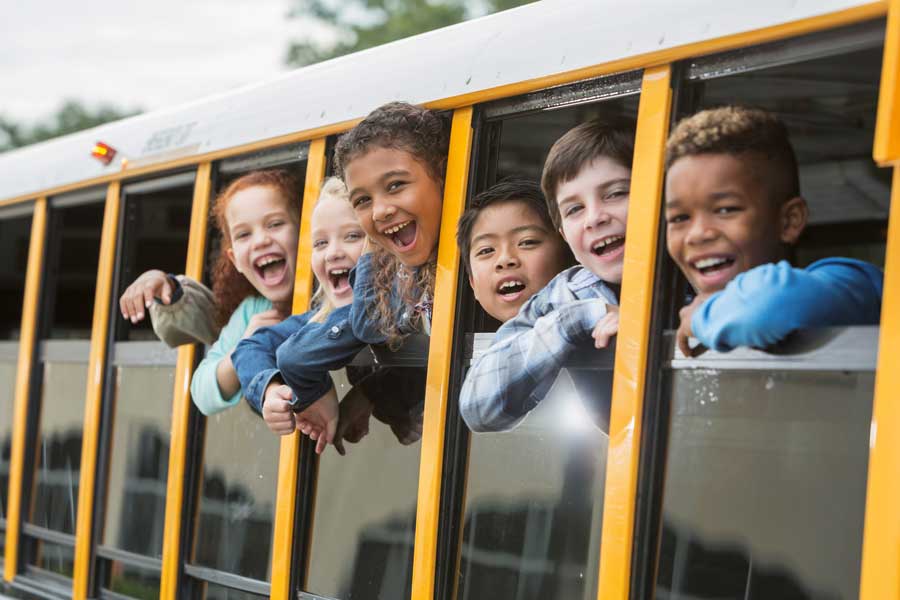 Children on a school bus