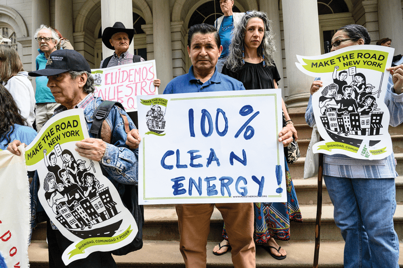 Protest on the steps of City Hall